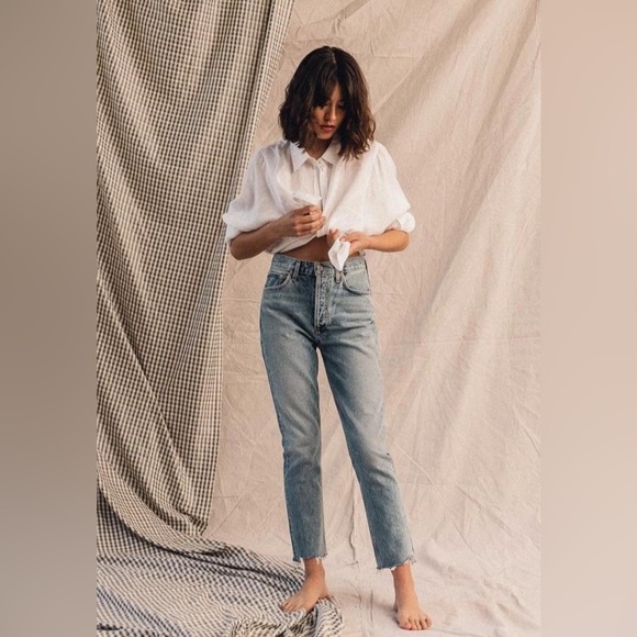 AGOLDE Riley High Rise Straight Crop in Shiver Organic Cotton Sz 30 - Picture 2 of 7